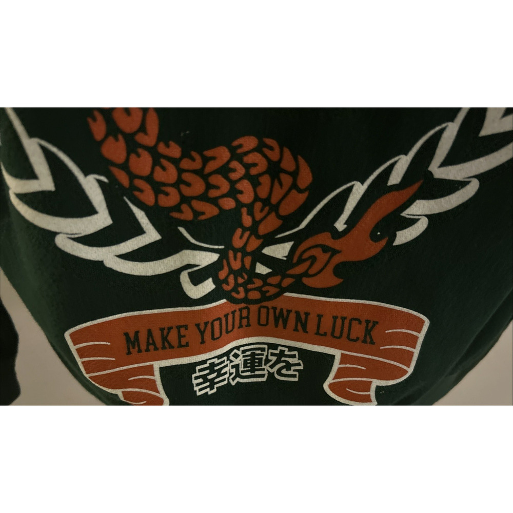 CVLA Hoodie Men’s Green Large-MAKE YOUR OWN LUCK Dragon - Picture 5 of 7
